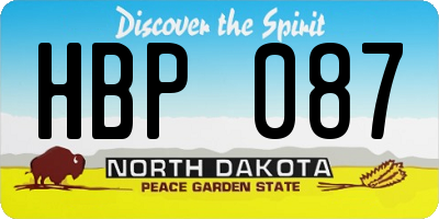 ND license plate HBP087