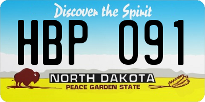 ND license plate HBP091