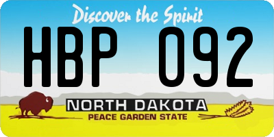 ND license plate HBP092