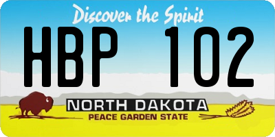 ND license plate HBP102