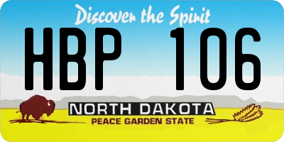 ND license plate HBP106