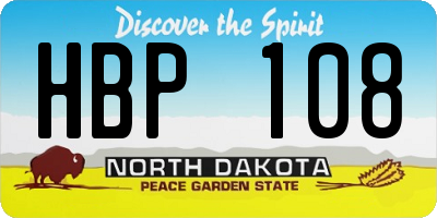 ND license plate HBP108