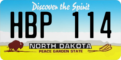 ND license plate HBP114