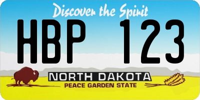 ND license plate HBP123