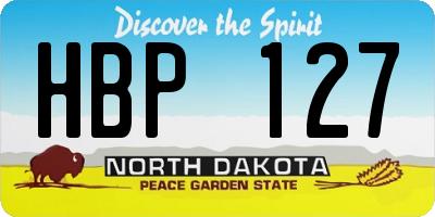 ND license plate HBP127