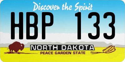 ND license plate HBP133