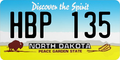 ND license plate HBP135