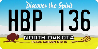 ND license plate HBP136