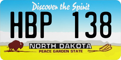 ND license plate HBP138