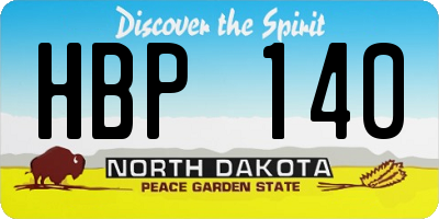 ND license plate HBP140
