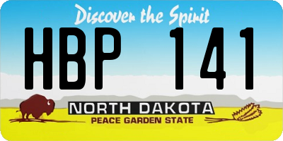 ND license plate HBP141
