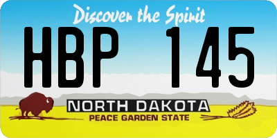 ND license plate HBP145