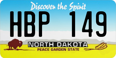 ND license plate HBP149