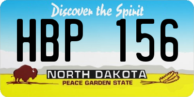 ND license plate HBP156