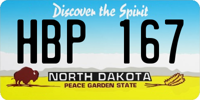 ND license plate HBP167