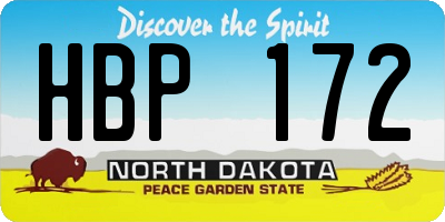 ND license plate HBP172