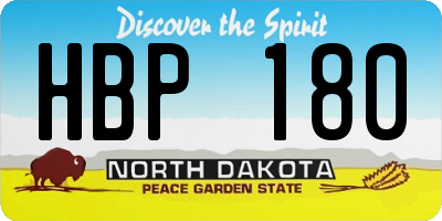 ND license plate HBP180