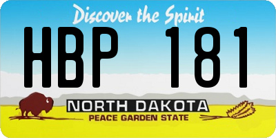 ND license plate HBP181