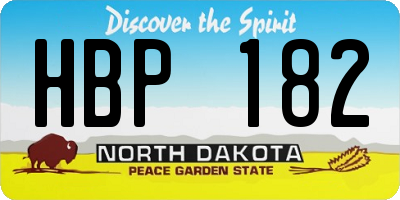 ND license plate HBP182