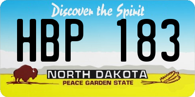 ND license plate HBP183