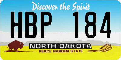 ND license plate HBP184
