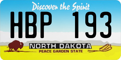 ND license plate HBP193