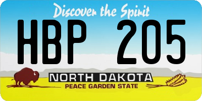 ND license plate HBP205