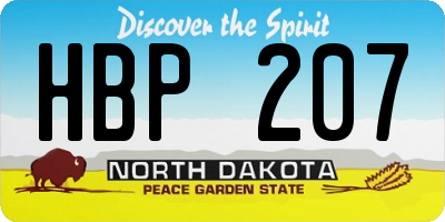 ND license plate HBP207
