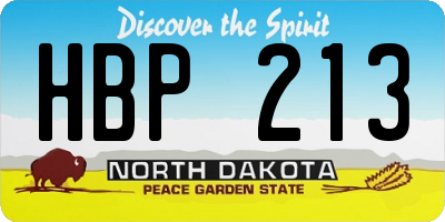 ND license plate HBP213