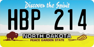 ND license plate HBP214