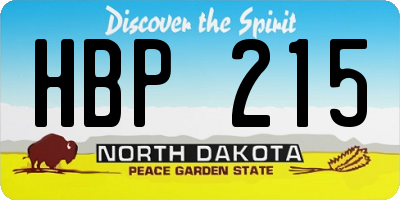 ND license plate HBP215