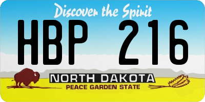ND license plate HBP216