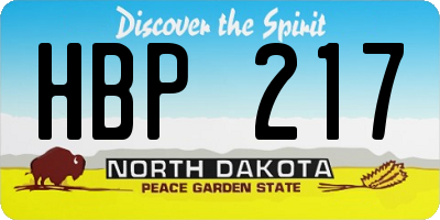 ND license plate HBP217