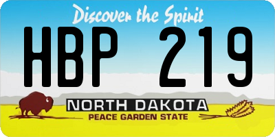 ND license plate HBP219