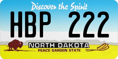 ND license plate HBP222