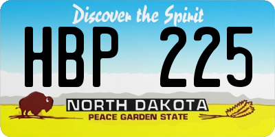 ND license plate HBP225