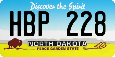 ND license plate HBP228