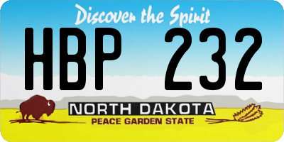 ND license plate HBP232