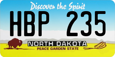 ND license plate HBP235