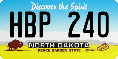 ND license plate HBP240