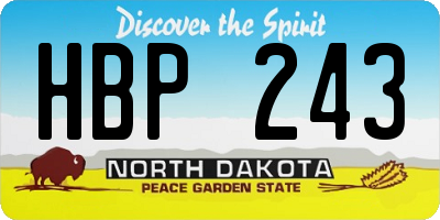 ND license plate HBP243