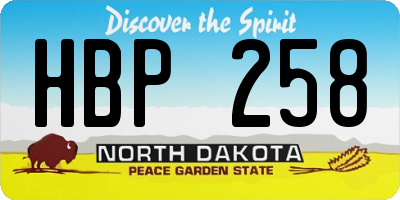 ND license plate HBP258