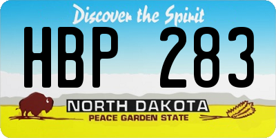 ND license plate HBP283