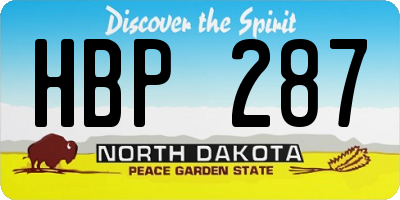 ND license plate HBP287