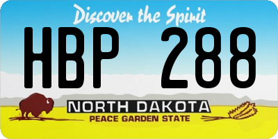 ND license plate HBP288