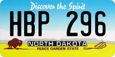 ND license plate HBP296