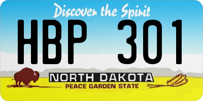 ND license plate HBP301