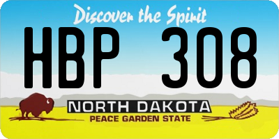 ND license plate HBP308