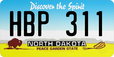 ND license plate HBP311