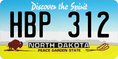ND license plate HBP312